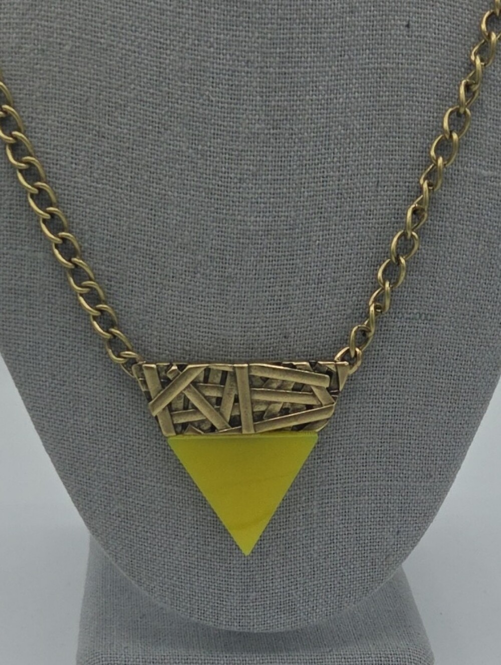 5 for $25! Kensie Gold-Tone Necklace with Yellow Triangle Pendant Textured